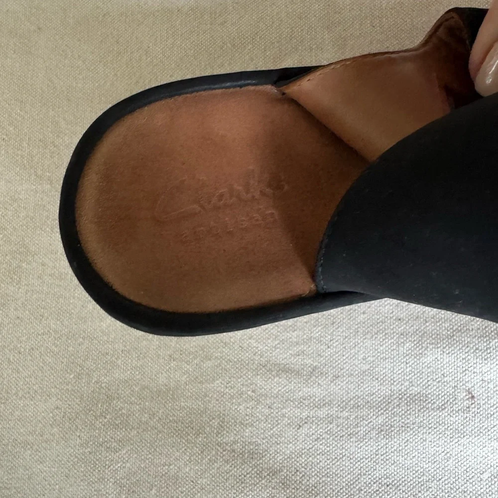 Clark’s Artisan Black Wedge Sandals - Picture 3 of 4